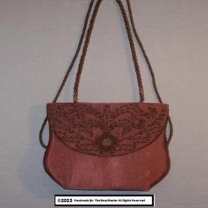 Shoulder Bag / Handbag ~ Floral Wooden Bead ~ Bronze